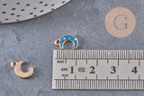Pendentif croissant lune étoiles émail bleu zamac doré 11.5mm, x1 (G5920)