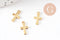 Pendentif croix acier 304 doré inoxydable 12mm, x5 (G9695)