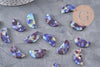 Pendentif demi-cercle bleu indigo 23mm, perle acétate,connecteur plastique, x2 ou x10 (G2881)
