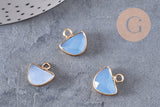 Pendentif demi-cercle jade bleu 13.5mm, pendentif bijoux, pendentif pierre, x1 (G0767)