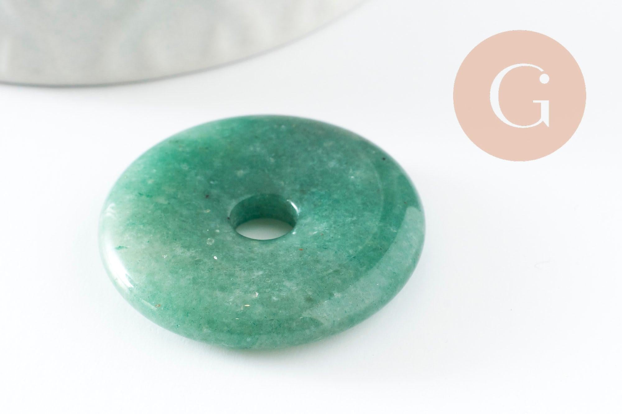 Pendentif donut aventurine verte,pendentif aventurine, aventurine verte naturelle, pendentif pierre cercle,28-30mm, x1 (G2191)