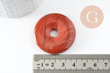 Pendentif donut jaspe rouge 40mm,un pendentif en jaspe naturel pour création bijou pierre naturelle, x1 (G3201)