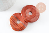 Pendentif donut jaspe rouge 40mm,un pendentif en jaspe naturel pour création bijou pierre naturelle, x1 (G3201)