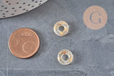 Transparent glass and gold leaf donut pendant, a round glass pendant for your jewelry creations, 15x3mm, x 10 (G3299)