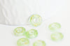 Pendentif donut verre vert et feuille d'or, un pendentif rond verre pour vos créations de bijoux,15x3mm, x 10,G3300