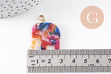 Pendentif éléphant écaille multicolore acétate laiton doré, 27mm, x1 (G4038)
