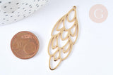 Pendentif estampe filigrane fleur acier inoxydable 201 doré 52mm, Pendentif léger création de bijoux, x1 G7254