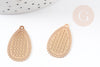 Pendentif estampe filigrane goutte géométrique laiton doré 26mm, Pendentif très fin et léger pour création de bijoux DIY x2 (G9203)