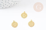 Pendentif fleur filigrane laiton doré 15mm, pendentif dentelle pour creation bijoux x50 (G1291)