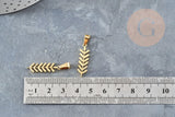 Pendentif feuille laurier acier doré 304 inoxydable 25.5mm, bijou en acier hypoallergénique x1 (G4763)