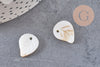 Pendentif feuille nacre blanche naturelle 17mm, x5 (G0909)