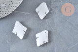 Pendentif feuille verre blanc, 26mm ,pendentif verre , x1 (G6821)