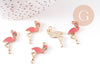 Pendentif flamant rose zamac doré,création de bijoux dorés sur le thème des oiseaux,26mm, x 10 G5472