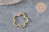 Pendentif fleur doré en acier inoxydable 304, ajouré pour résine UV, 22.5mm.