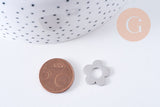 Pendentif fleur acier 304 inoxydable platine percé 16mm, x1 (G10640)