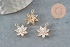 Pendentif fleur doré 24 carats zircon blanc 15mm, x1 (G4033)