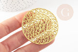 Pendentif fleur filigrane fleur zamac doré52.5mm, pendentif or dentelle x1 G4094