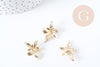 Pendentif fleur laiton doré 18K 19.5mm, fabrication de bijoux fantaisie x1 G8965