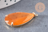 Pendentif goutte agate jaune support doré, pendentif pierre,agate naturelle,agate rouge,création bijoux, pierre naturelle, 32mm, x1 G3547