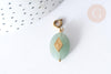 Pendentif goutte amulette losange aventurine naturelle acier inoxydable doré 29mm, x1 (G7626)