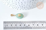 Pendentif goutte amulette soleil aventurine naturelle acier inoxydable doré 29mm, pendentif pierre naturelle, x1 (G7627)
