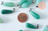 Pendentif goutte aventurine naturelle roulée acier inoxydable platine 28mm, x1 (G6171)