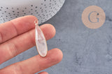 Pendentif goutte cristal de roche naturel laiton doré 40mm, x1 (G2555)