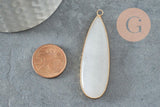 Pendentif goutte jade blanc doré 58mm, pendentif pendentif pierre naturelle, x1 G6289