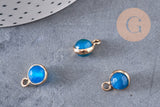 Pendentif goutte jade bleu doré facettes,bijou pierre,pendentif pierre, jade bleu naturel,pendentif jade,13-16mm, x 2,G2739