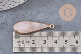 Pendentif goutte jade rose facettes doré,pendentif jade, pendentif pierre,jade naturel, jade teinté rose,31mm, x1 G2458