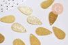Pendentif goutte laiton brut brossé 18x10mm, x5 (G6324)