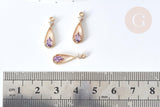 Pendentif goutte laiton doré zircon violet 17,5mm, pendentif création bijoux, x1 G8545