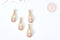 Pendentif goutte laiton doré zircons rose clair 17,5mm, pendentif création bijoux, x1 G8084