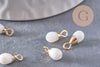 Pendentif goutte nacre blanche naturelle laiton doré 11mm, x2 (G10024)