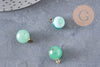 Pendentif goutte rond aventurine verte, support doré, création bijoux pierre naturelle, pendentif pierre naturelle, 14mm, x1, G4564
