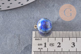 Pendentif goutte rond lapis lazulis, support doré, création bijoux pierre naturelle, pendentif pierre naturelle, 14mm, x1 (G4566)