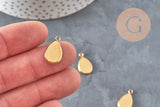 Teardrop pendant cabochon setting, IP gold plated 304 stainless steel 14x9mm, x1 (G11218)