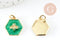 Pendentif hexagone abeille zamac doré résine verte 15mm, x1 (G9411)