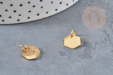 Pendentif hexagone acier doré inoxydable 11.5mm, x1 (G6118)