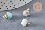 Pendentif hexagone amazonite 11mm,pendentif pierre amazonite naturel pour création bijoux, x 2-G0552