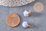 Pendentif hexagone jade bleu 11mm,pendentif pierre jade naturel pour création bijoux, x2 G2192