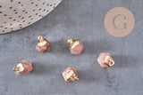 Pendentif hexagone quartz fraise,pendentif bijoux,pendentif pierre,quartz fraise naturel,pendentif quartz fraise,11mm, x1,G3157