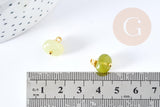 Pendentif jade olive naturel laiton doré 13-14mm, x1 (G8643)
