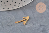 Pendentif lettre initiale acier inoxydable doré IP 20.5mm, x1 (G11375)-Breloques et pendentifs-Gingerlily Perles