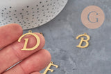 Pendentif lettre initiale acier inoxydable doré IP 20.5mm, x1 (G11375)-Breloques et pendentifs-Gingerlily Perles