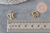 Pendentif lettre initiale stylisé acier inoxydable doré IP 12.5mm, x1 (G11372)-Breloques et pendentifs-Gingerlily Perles