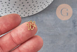 Pendentif lettre initiale stylisé acier inoxydable doré IP 12.5mm, x1 (G11372)-Breloques et pendentifs-Gingerlily Perles
