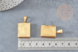 Pendentif locket livre acier 316 inoxydable doré 26mm, x1 (G6327)