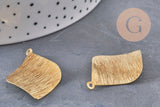 Pendentif losange plein laiton brut brossé 36mm, x2 (G10964)