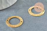 Pendentif médaille cercle martelée laiton brut, apprêt doré, sans nickel,médaille dorée, médaille ronde,21mm, X2 (G1839)